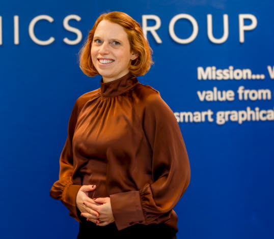 Bild på Sara Novak, vd för Miller Graphics.