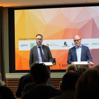 Arbetsgivarnas representanter på presskonferensen om nytt Industriavtal